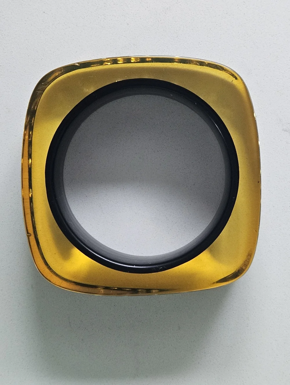 Rare Vintage Luxury Designer Black Yellow Greek Key Lucite Bangle Bracelet - Picture 9 of 14